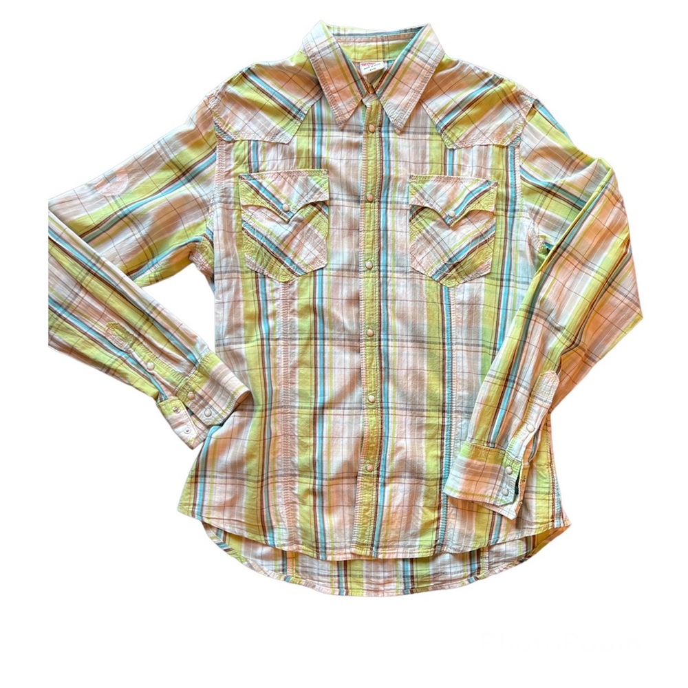 True Religion Men’s Plaid long sleeve snap shirt XXXL